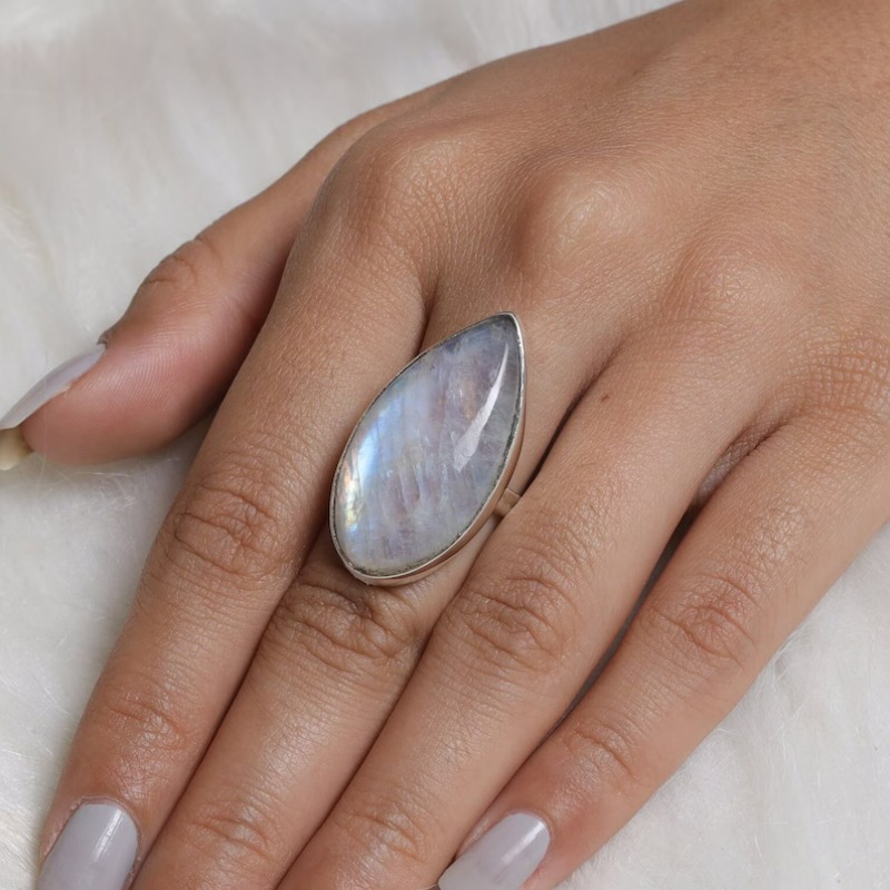 Retro Teardrop-Shaped Silvery Ring, Versatile Accessory